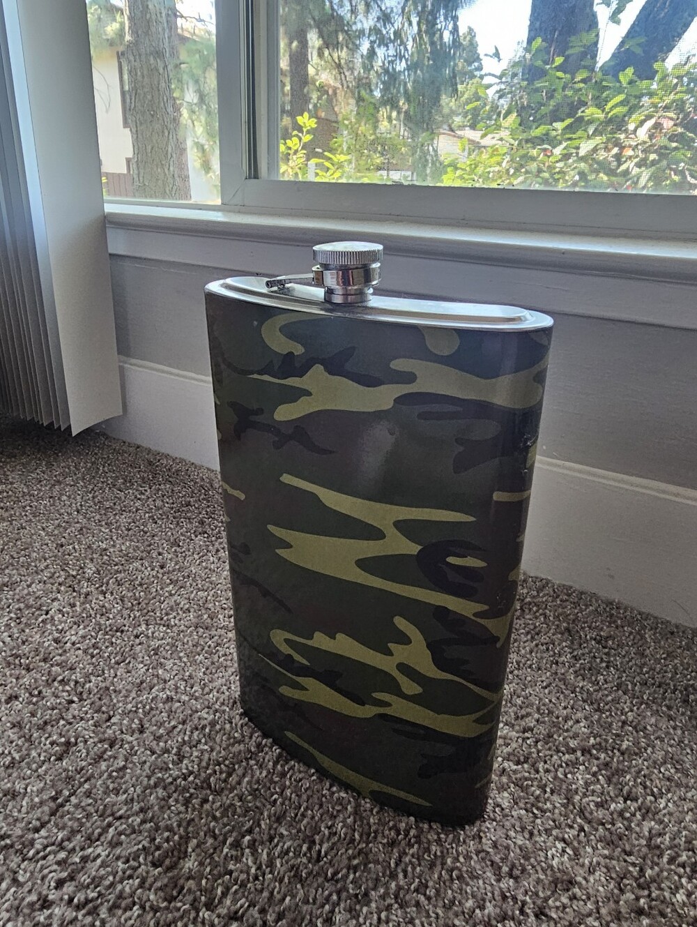 Camo Stainless Hip Flask - Green & Black
